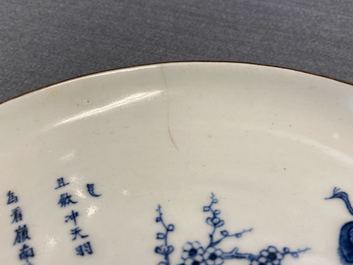 Two Chinese blue and white Vietnamese market 'Bleu de Hue' plates, Ngoan Ngoc mark, 19th C.